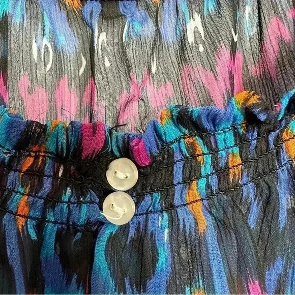 Jessica Sheer Blouse Short Sleeved Off The Shoulder Colourful Elastic  Size XS - Picture 4 of 16